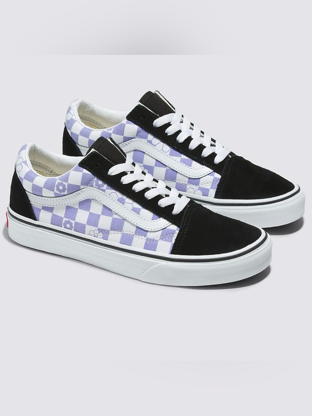 Old Skool Vans - Floral Checkers Lavender and Black